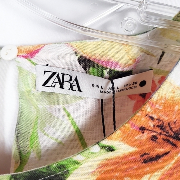 ZARA floral print mini dress linen NWT - Picture 5 of 7